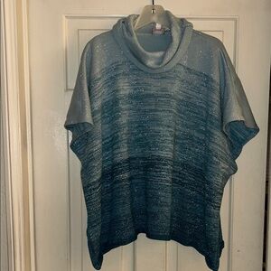 Chico's Light Blue Knit Cowl Neck Poncho